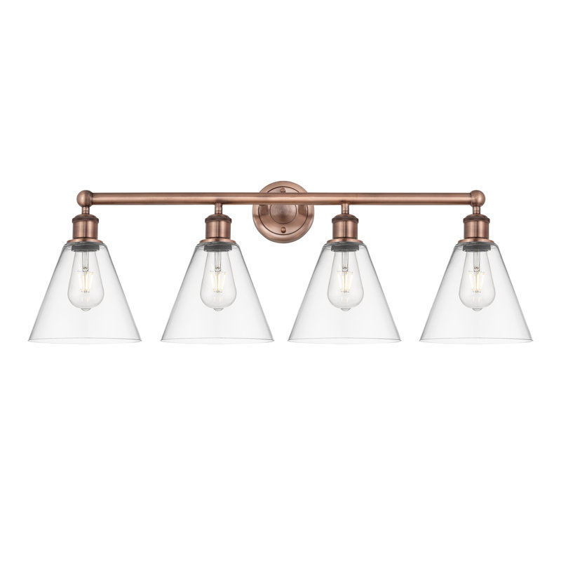 Mallery 4 - Light Dimmable Vanity Light, Clear, Antique Copper