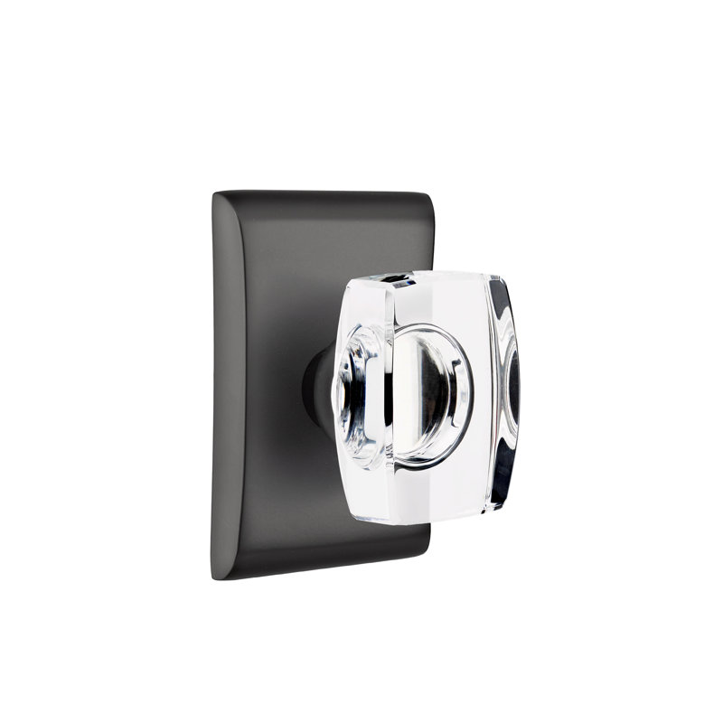 Ensemble de boutons d'intimité Emtek avec rosette Neos et bouton en verre Windsor, Dos plat