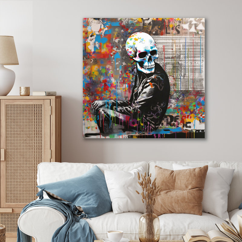 Edgy Skull Street I sur toile, H 16 po x l 16 po x P 1 po, Toile tendue