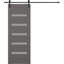 Porte de grange en bois massif et verre Leora Vetro avec trousse de quincaillerie d'installation-98228299-98228300