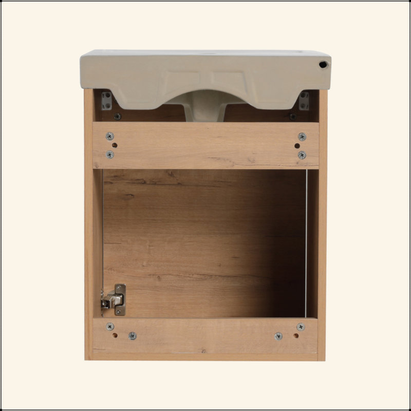 Meuble-lavabo flottant mural 18 po avec lavabo en céramique et porte d'armoire à fermeture en douceur, pour petite salle de bain