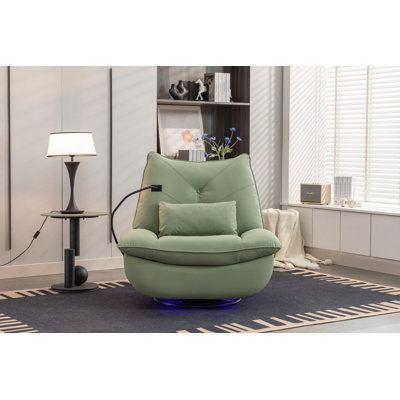 Soft Recliner, 270 Swivel Glider Recliner Chair, Power Recliner Rocking Chair, USB Port Charge For Nursery Chair With Atmosphere Lamp For Living Room Bedroom Apartment