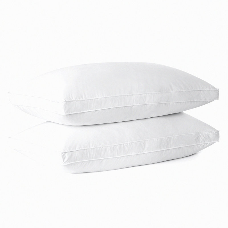 Luxury Comfort Down Pillows - Set of 2 Standard Size, 100% Cotton Cover, Gusseted Design for Back, Stomach, Side Sleepers. Ultimate Support and Softness.