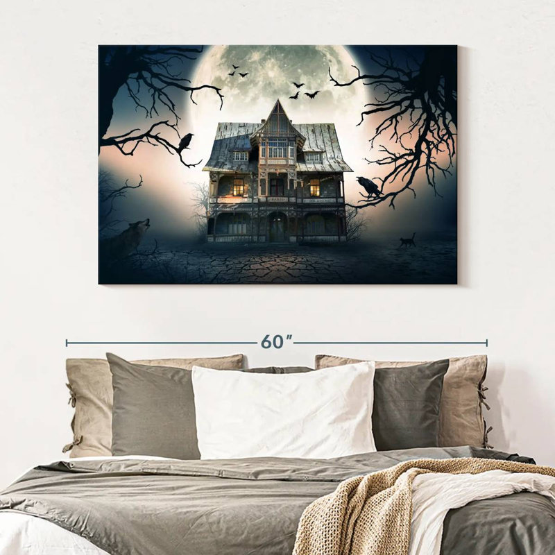 Ominous Haunted House, 34" H x 51" W