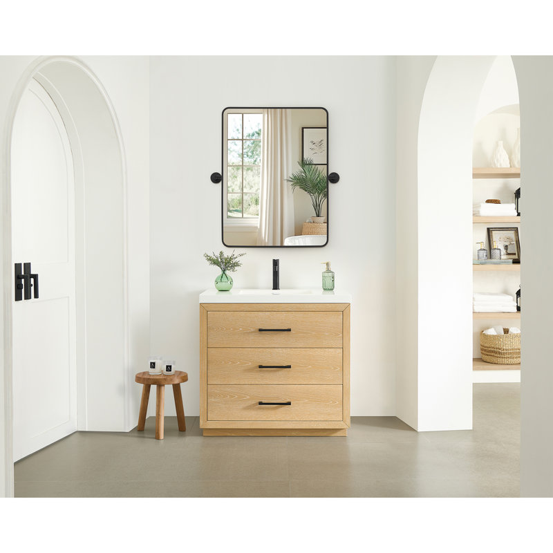 Kellner 24x32'' Rectangular Aluminum Framed in Matte Black Modern Bathroom Pivot Wall Mirror