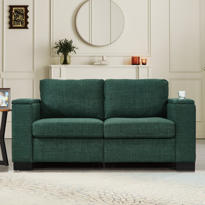 Modern 67.7" Upholstered With Cup Holder And Storage, Comfortable Seating Large Storage Square Arm, For Relax