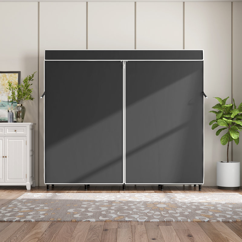 77'' Metal Portable Wardrobes, Black