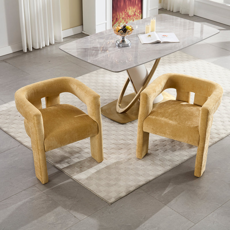 Chaise de salle à manger avec accoudoirs et chaises d'appoint en tissu de conception contemporaine Campcraft, Jaune