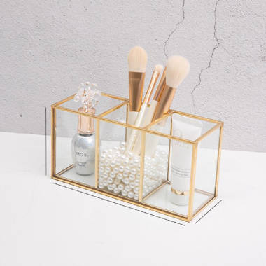 Acrylic 3 Compartment Clear Makeup Brush Case Everly Quinn