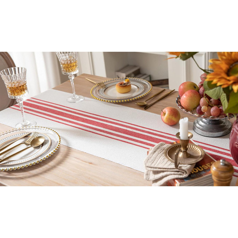Chemin de table Molique, 72 po x 13 po, Beige / Rouge