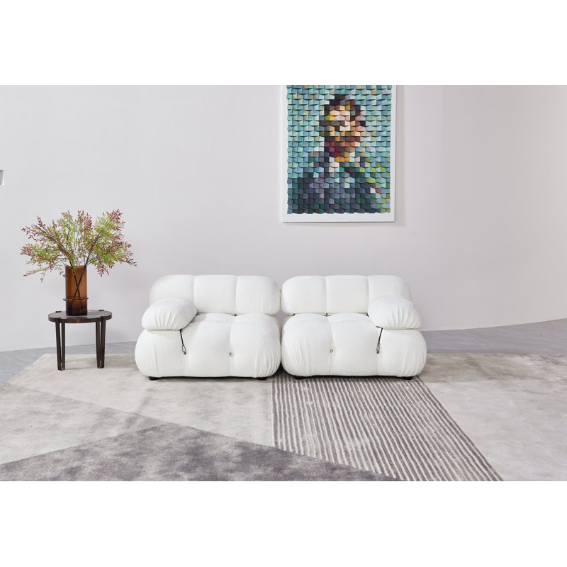 Canapé en chenille de 76 po Belani, Chenille blanche