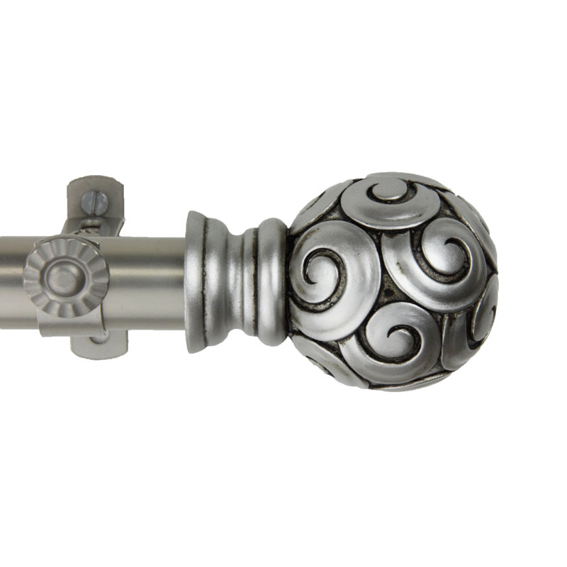 Ensemble de tringle à rideaux simple et quincaillerie à 4 côtés Margunde, 18 po à 28 po (chaque côté), Nickel satiné