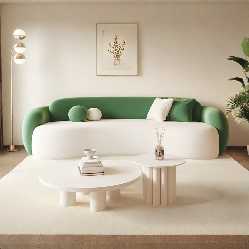 Simple curve two-colour sofa tea table combination