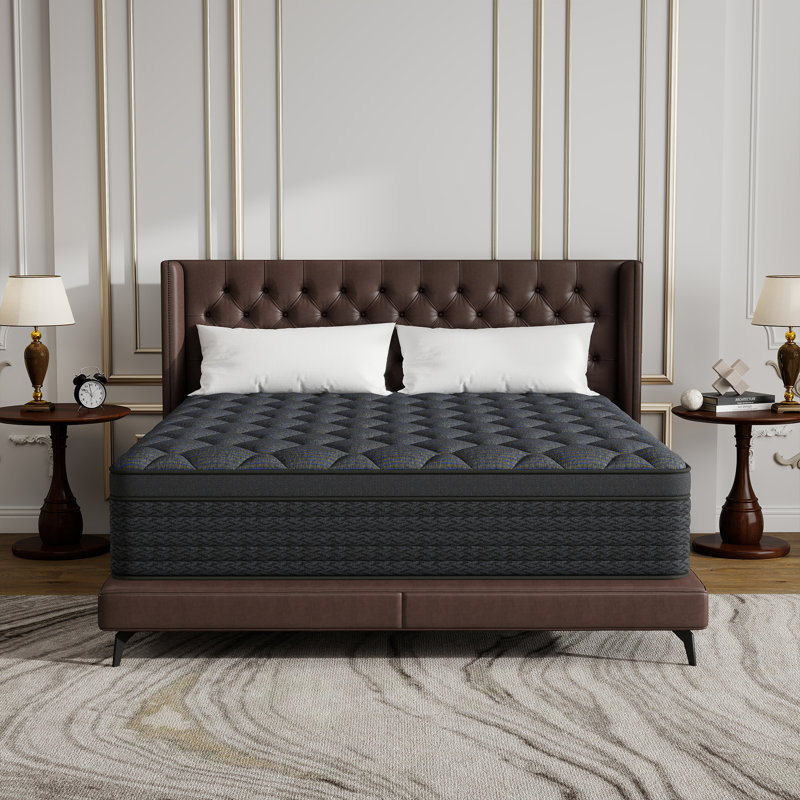 Matelas hybride moyen 12 po / 14 po avec ressorts ensachés individuellement pour isoler les mouvements, 14", Lit double