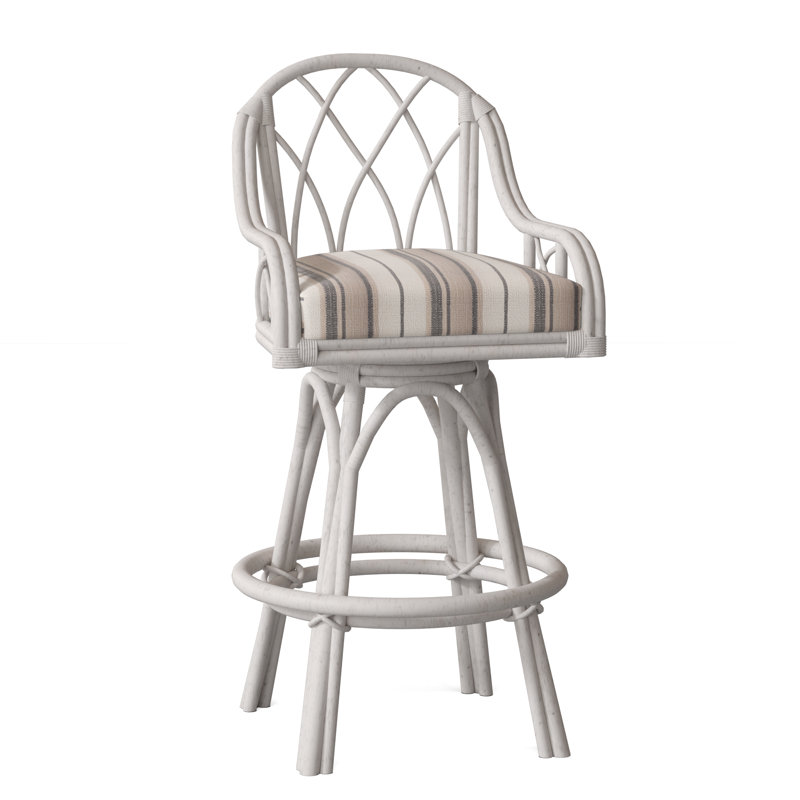 Tabouret de comptoir pivotant 24 po Edgewater, Rayures vert et bleu; 0252-54, Bisque