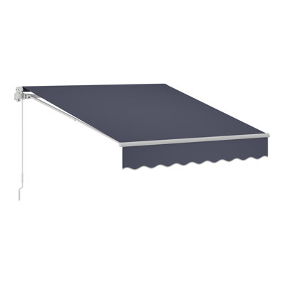 Auvent rétractable manuel, auvent de terrasse extérieur rétractable 9,8 pi x 8,2 pi, abri de soleil en polyester résistant à l'eau pour fenêtre de porte de patio avec poignée à manivelle pour terrasse, balcon, cour, gris
