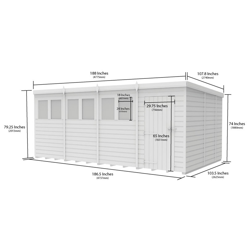 16x9 Pent Composite Shed