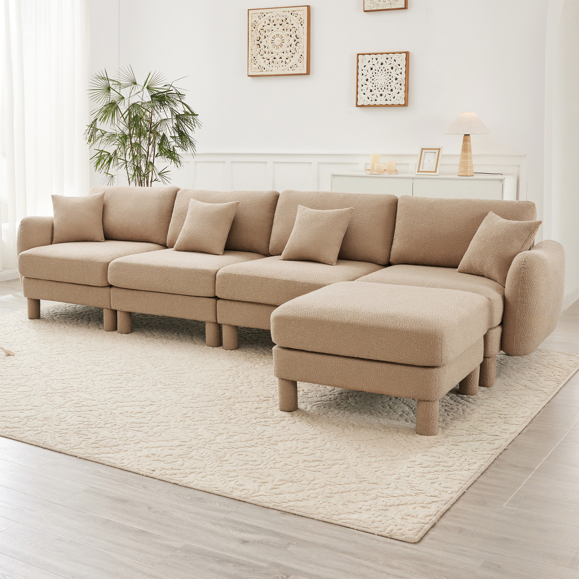 Latitude Run® Boucle Fabric 4 Sectional With Convertible L Shape ...
