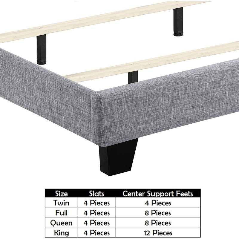 Bed Frame With Tufted Headboard/Fabric Upholstered, Gray, Full