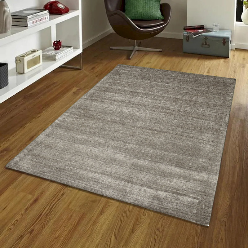 Tapis taupe tissé à la main à la main, Rectangle 20 po x 18 po