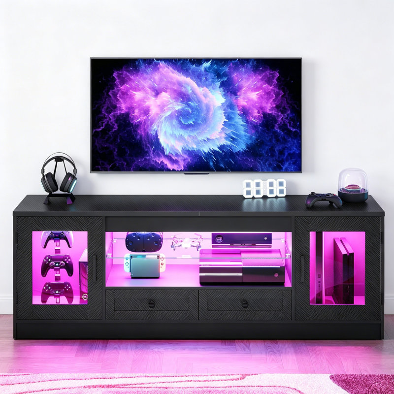 Unfinished TV Stand for TVs up to 65" with Fireplace Included