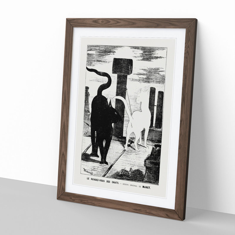 The Cats Rendezvous Vol.2 by Edouard Manet - Picture Frame Painting, Walnut Framed, 65cm H x 48cm W x 2cm D