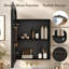 Armoire à pharmacie vintage avec miroir et rangement, 40,6 x 61 cm, miroir mural arqué pour salle de bain avec dessus sculpté, encastrable et en applique, avec étagère réglable et crochets à bijoux, noire-1497247222