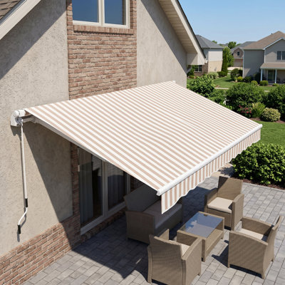 Auvent rétractable manuel, auvent d'extérieur 12 pi x 10 pi, abri pare-soleil pour terrasse, jardin et balcon