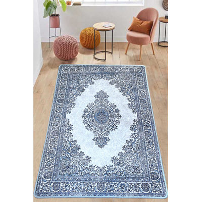 Durable Hall Carpet, Blue, 31.5 x 78.7 inches | 100% Polyester, 0.4-inch Pile Height | Antibacterial, Non-Slip Underside, Machine Washable | Perfect for Entryway, Living Room & Bedroom | Easy Care & Stylish Design