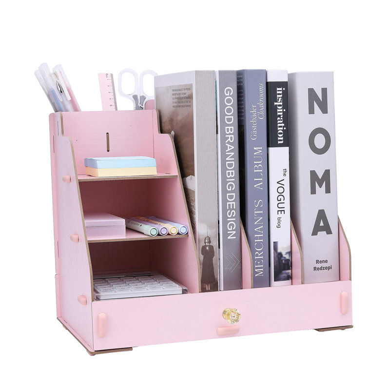 Caja Manufactured Wood Desk Organiser, Pink