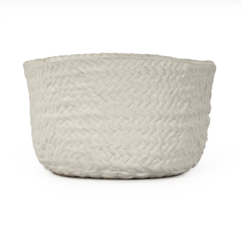Cross Weave Earthenware Salad Bowl, Gray