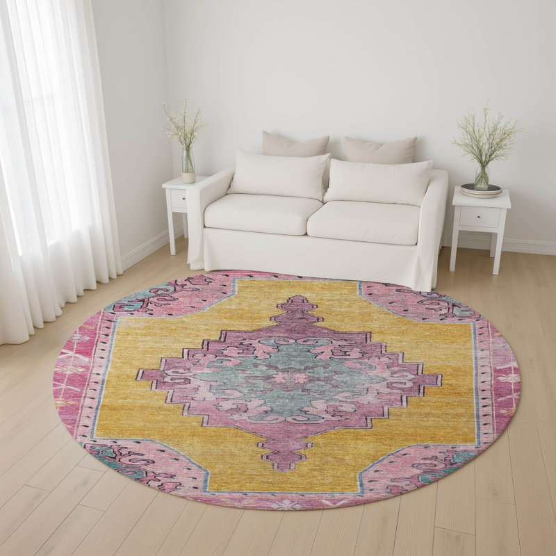 Premium Machine Washable Lubbers AMF1731 Global Rug, Round 8'