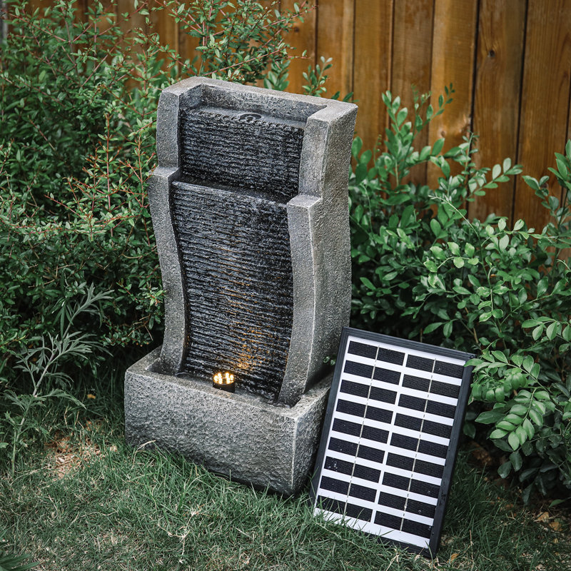 Laetitia Weather Resistant Waterfall Fountain with Light