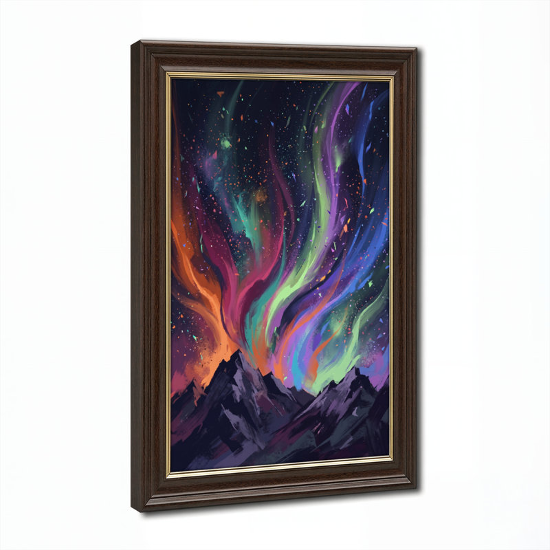 Art mural antique sur toile encadré doré pour le salon, la chambre à coucher, le bureau ou le vestibule - décoration murale décorative avec ciel aurore