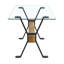  Ensemble de table de salle à manger 7 pièces avec pieds en X en métal et chaises rembourrées en lin, structure en panneau de fibres à densité moyenne, gris foncé-2081932499-2081932498