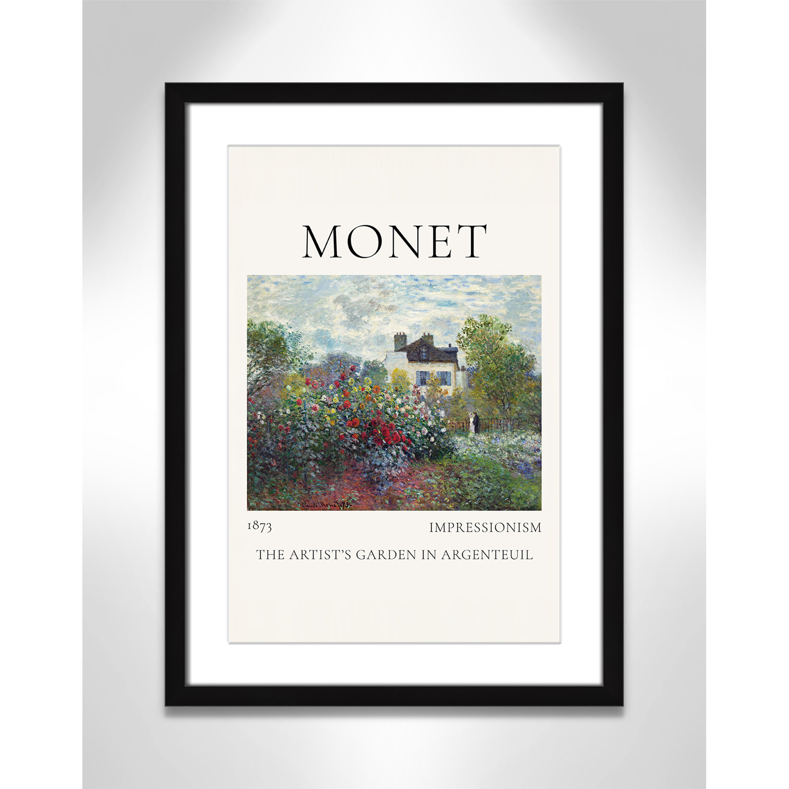 Old Masters Collection "Artists Garden in Argenteuil" Print, Black Single Picture Frame, Yes, 23" H x 17" W x 1.25" D