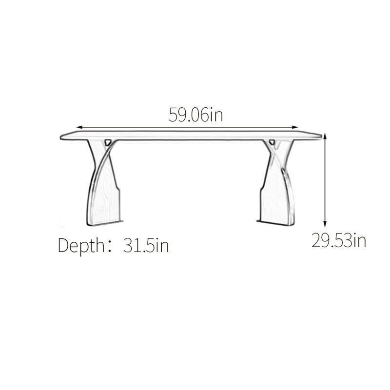 Artistic sintered stone dining table, 29.53"H x 59.06"L x 31.5"W, Gray