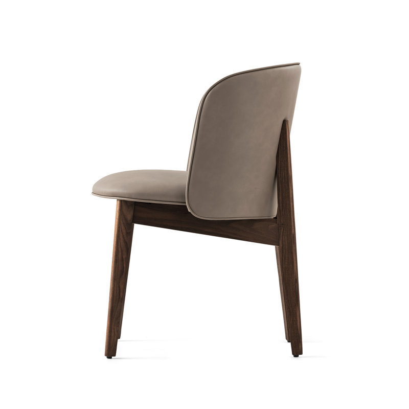 Abrey Upholstered Armchair with Wooden Base, Mud Brown, Smoke