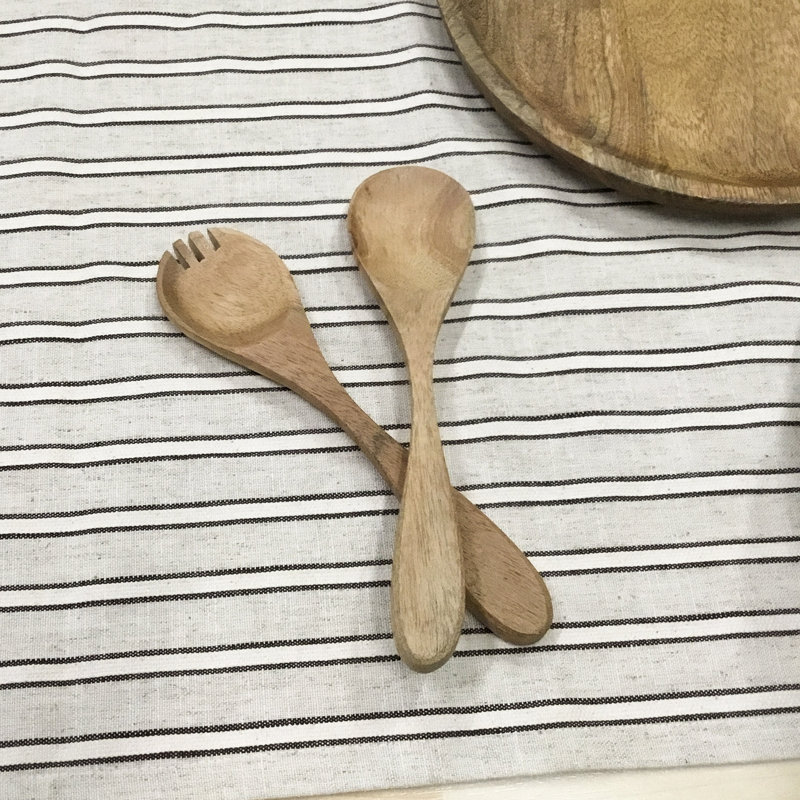 Ensemble de 2 assiettes à salade classique en bois naturel Farrison