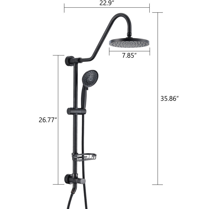 Pomme de douche double en acier inoxydable avec douche à pluie de 8 po et finition bronze huilé à main