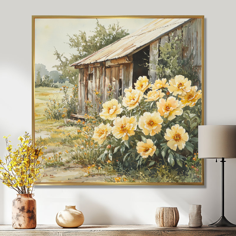 Critchlow - Floral Wall Art, 16" H x 16" W, Floater Framed Print, Gold