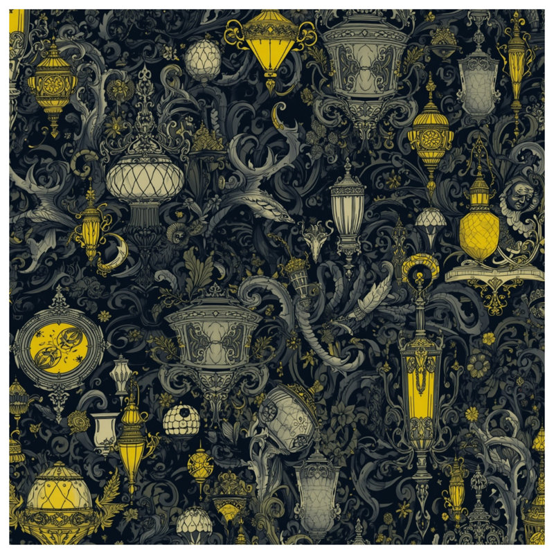 Tapis de bain Ornate Lanterns Illustration, L 24 po x L 17 po