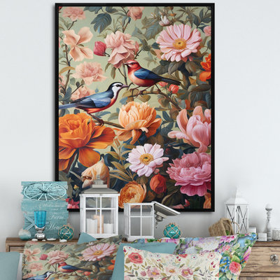 Peinture d'oiseaux tropicaux au paradis