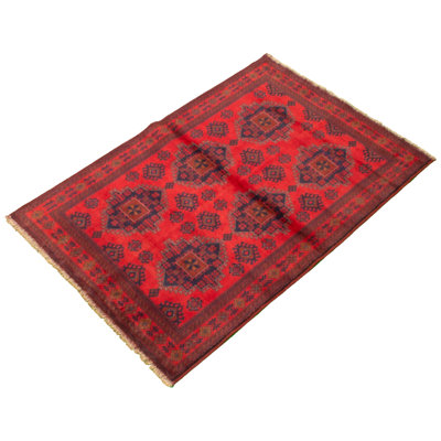 Tapis de zone en laine rouge 4 pi 5 po x 6 pi 6 po à la main one-of-kind-noué la 2010s esari turque Allaina