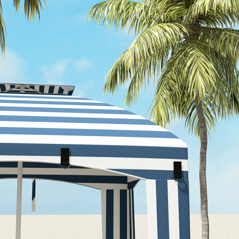 Parasol de plage Pacificia Square, Bande bleue et blanche