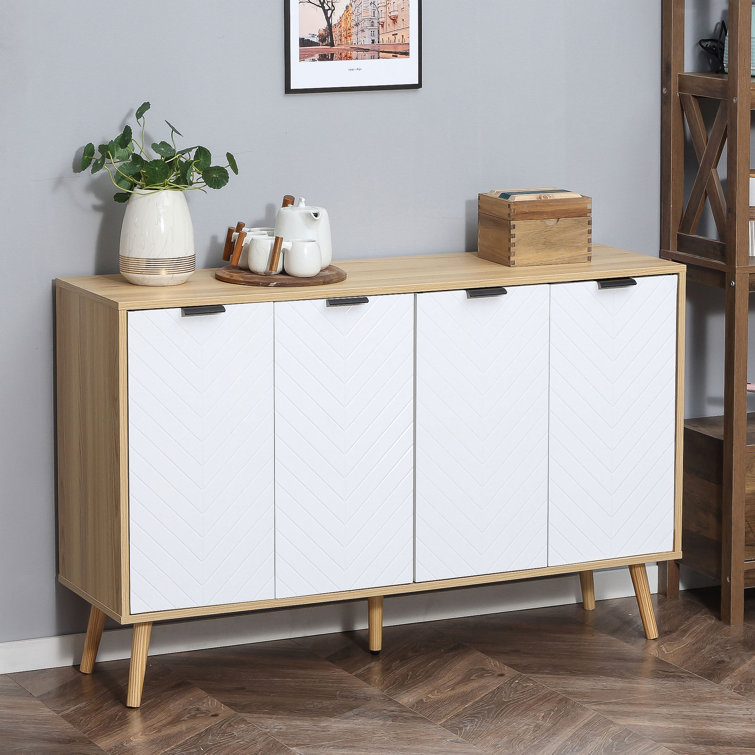 Corrigan Studio® Modern Sideboard, Storage Cabinet, Accent Cupboard With Adjustable Shelves For Kitchen, Dining Room, Living Room, White