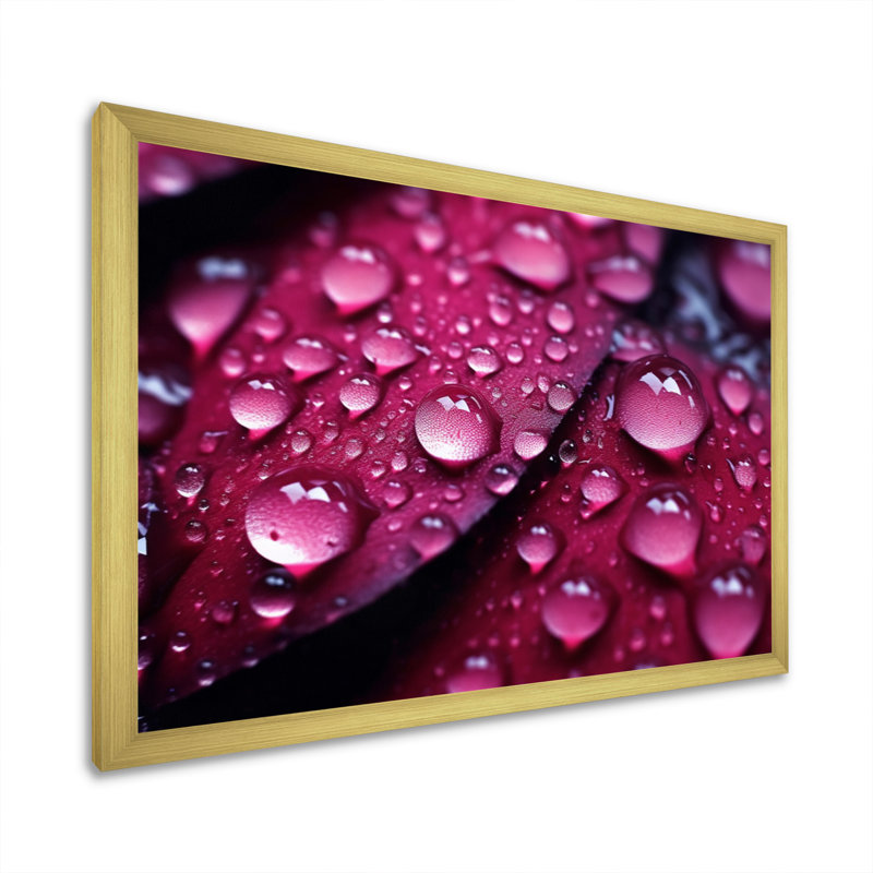 " Red Rose With Raindrops IX ", Gold Single Picture Framed, 34" H x 44" W x 1.5" D