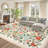 Washable Floral Area Rug Farmhouse Low Pile Non-Slip Soft Non-Shedding Carpet Stain Resistant Vintage Print Girls Room Rug for Living Room, Bedroom, Dining Room, Office, Beige-526499242