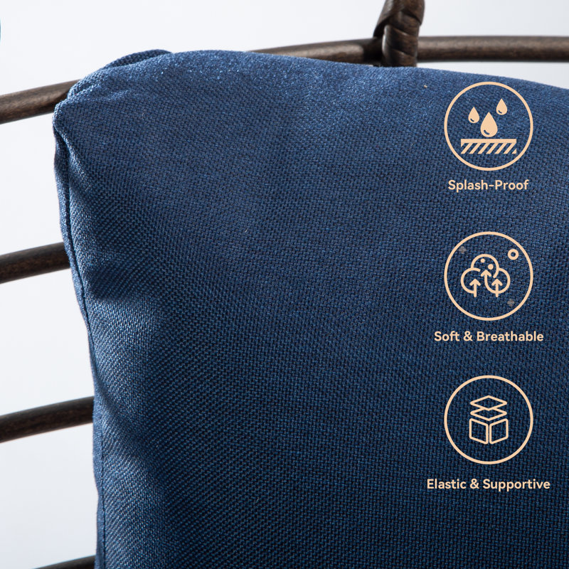 Fauteuil en osier avec repose-pieds Cherryle, Bleu