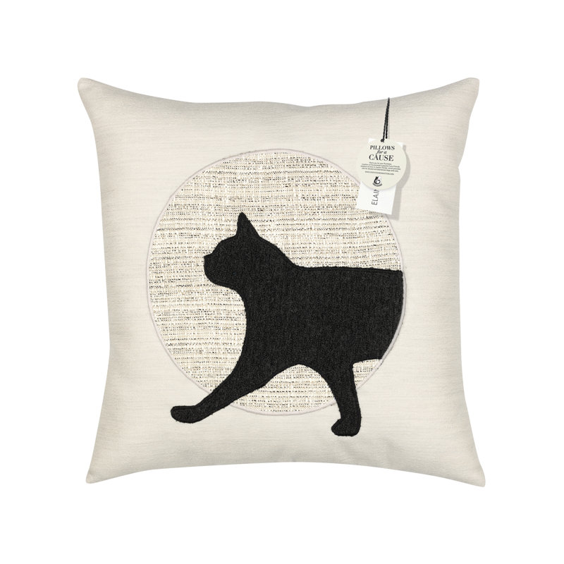 Unconditional Linen Square Indoor/Outdoor Pillow Cover & Insert, Black/Ivory Head